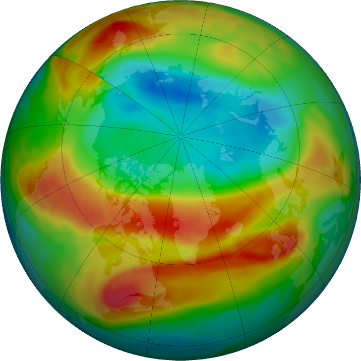 Arctic ozone map for 29 February 2020